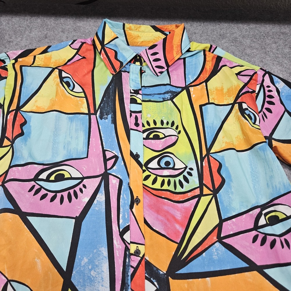 Live 4 Truth Colorful Wearable Art Button Up Midi‎ Shirt Dress Size Large - Picture 2 of 8